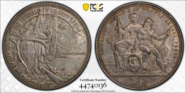 1883 5 Fr Lugano R-1373 MS61
