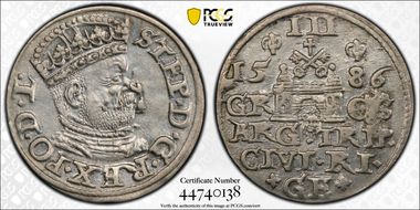 1586 3 Gr Kop-8097 Riga w/III AU55