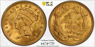 1874 G$1 MS66