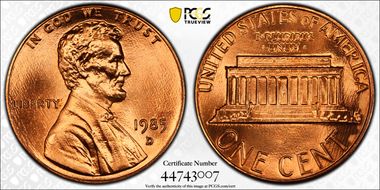 1985-D 1C MS67RD