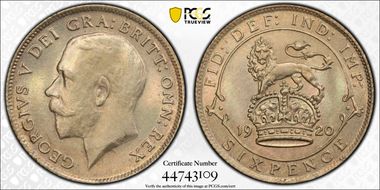 1920 6D S-4024 .500 Fine MS65