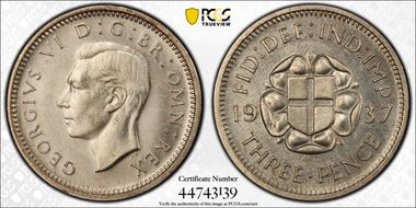 1937 3D S-4085 Silver Shield on Rose PR66