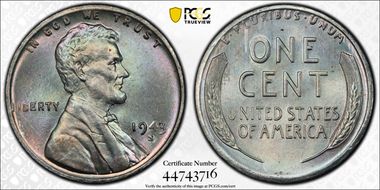 1943-S 1C MS65