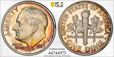 1997-S 10C Silver PR67DCAM