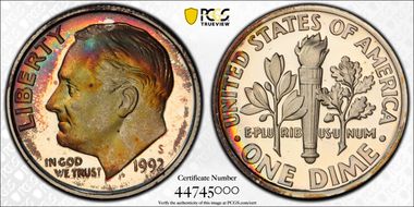 1992-S 10C Silver PR67DCAM