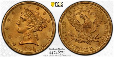 1905 $5 MS63