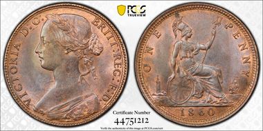 1860 1D S-3954 4/D L.C. WYON LCW(s) TB/TB MS64BN