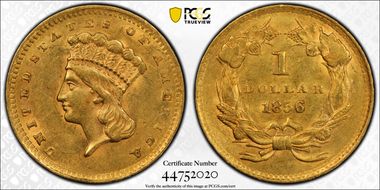 1856 G$1 Upright 5 MS61
