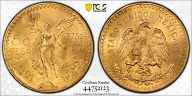 1922 50 Peso KM-481  Au MS64+