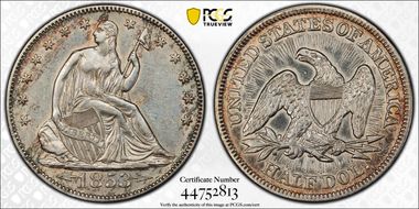 1853 50C WB-101, Arrows and Rays N1