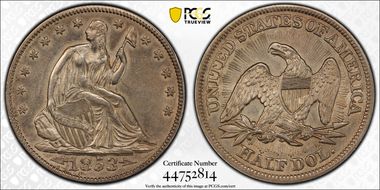 1853 50C WB-101, Arrows and Rays N1