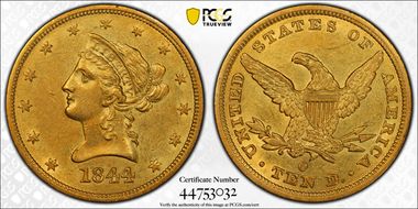 1844-O $10 AU58
