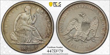 1861-O 50C W-13, CSA, Bisected Date N1