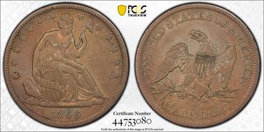 1866-S 50C WB-1 No Motto Small Thin S N1