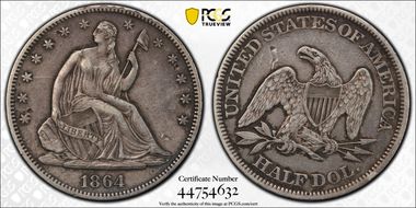 1864 50C WB-2, Very Low Date N1