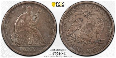 1868-S 50C WB-8 High Date Very Small S N1