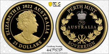 2022 $25 Platinum Jubilee Sovereign 70 Privy First Strike PR70DCAM