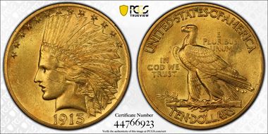 1913 $10 AU58