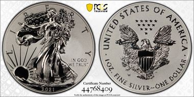 2021-W $1 Silver Eagle Rev PR - Type 1 Designer Edition PR70