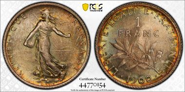 1900 1 Fr Gad-467 F-217 MS65