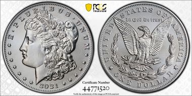 2021-CC Privy $1 Morgan Dollar 100th Anniversary MS70