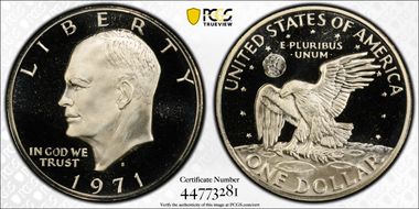 1971-S $1 Silver, Peg Leg PR69DCAM