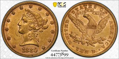 1880 $10 AU55