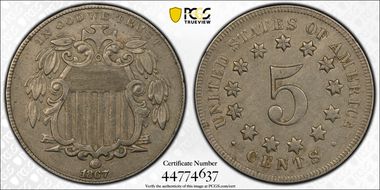 1867 5C No Rays XF40