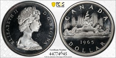 1965 S$1 Type 1 Sm Beads, Pt 5 Ag PL66CAM