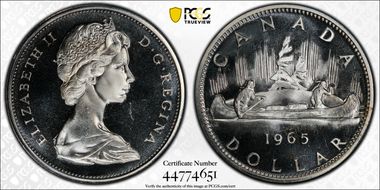 1965 S$1 Type 1 Sm Beads, Pt 5 Ag PL66CAM