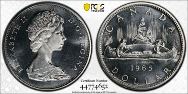 1965 S$1 Type 1 Sm Beads, Pt 5 Ag PL67