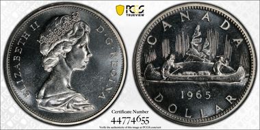 1965 S$1 Type 1 Sm Beads, Pt 5 Ag PL66