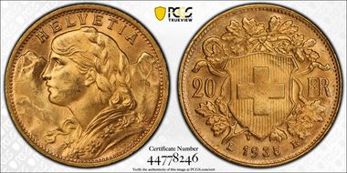 1935 LB 20 Fr KM-35.1  Au MS64