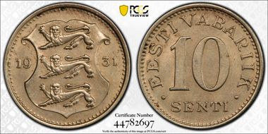 1931 10 Sen MS62