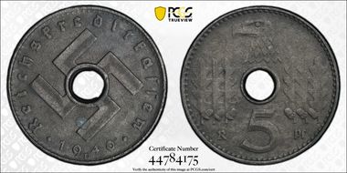 1940-D 5 Pfg Military Issue MS61