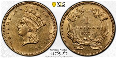 1873 G$1 Open 3 AU58