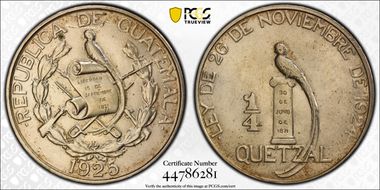 1925 (P) 1/4 Q KM-240.1 "Nobles" "Nobles" below scroll AU58