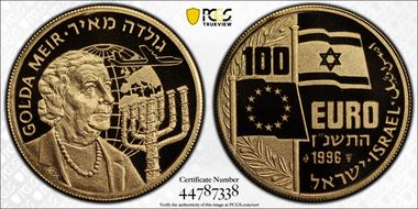 1996 € 100 Golda Meir X#20 Fantasy PR70DCAM