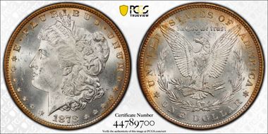 1878 7TF $1 Reverse of 1879 MS63
