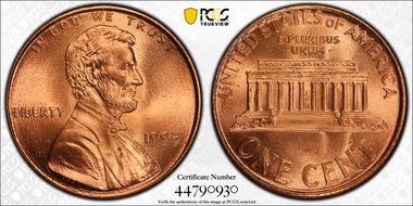 1995 1C Doubled Die Obverse MS68RD