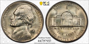 1945-S 5C MS65FS