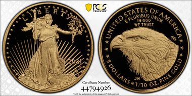 2021-W $5 Gold Eagle - Type 2 Designer Edition - First Strike PR70DCAM