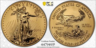 2006-W $50 Eagle-20th Anniv. Rev PR PR70