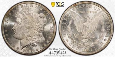 1880-S $1 VAM 10, 8/7 Crossbar MS62