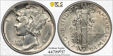 1945-S 10C Micro S, FS-512 AU55