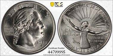 2022-S 25C Maya Angelou First Strike MS67