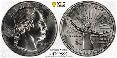 2022-S 25C Maya Angelou First Strike MS66