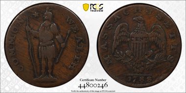 1788 Cent Massachusetts, Period VF20BN