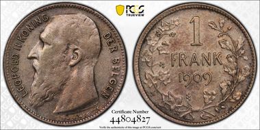 1909 1 Fr BELGEN KM-57.2  Ag N1