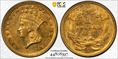 1858-D G$1 MS63
